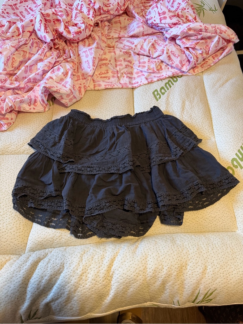 Black Tiered Lace Mini skort